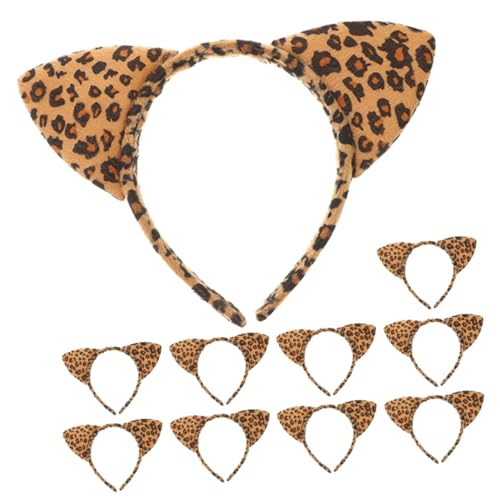 Healvian 10 Stück Teiliges Leopard Muster Katzenohren Haarreif für Kostüme Halloween und Tägliches Tragen Stylisches Accessoire für Damen mit Bequemer von Healvian