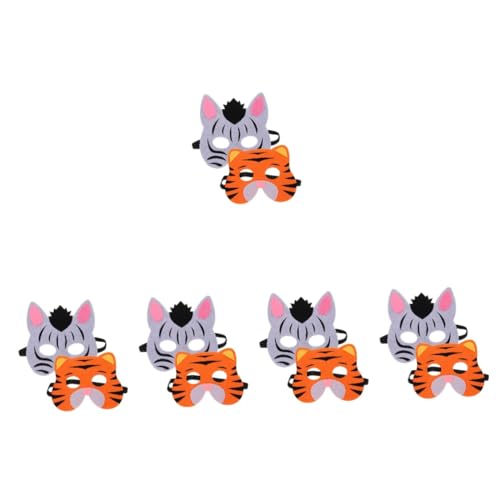 Healvian 10 Tiermaske für Halbgesichtsmaske mit Elastischem Band für Halloween und Kostümpartys Zebra Tiger Lustige Tiermasken für Cosplay und Verkleidung von Healvian
