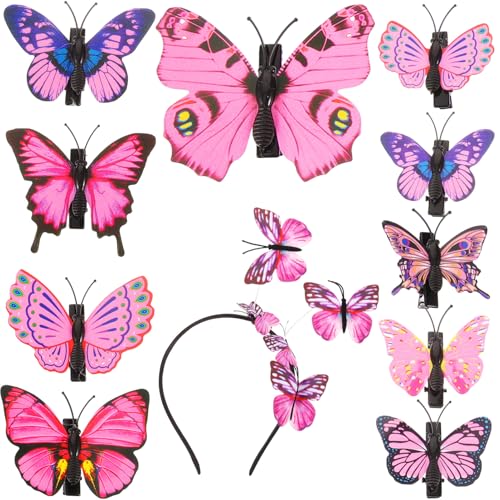 Healvian 11 Stück Teiliges Schmetterling Haarreif und Haarklammern in Dekorativ für Fasching Karneval Hochzeit und Party Eleganter Damen Kopfschmuck für Altersgruppen von Healvian