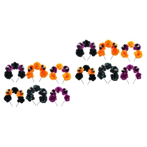 Healvian 12 Stck. Halloween Haarreif mit Realistischer Blumen Schädel Dekoration Leichter Kopfschmuck für Karneval Kostümparty Kinderfest und Halloween Party Farblich Gemischt von Healvian