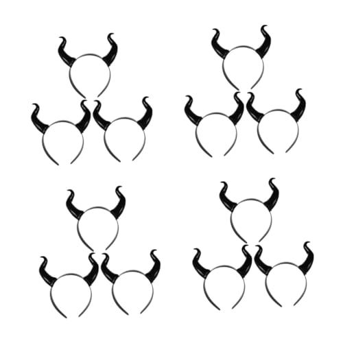 Healvian 12 Stck. Teiliges Halloween Stirnband mit Realistischen Teufelshörnern Leichter und Langlebiger Kopfschmuck für Cosplay Maskerade Party und Thematische Festlichkeiten Schwarzes von Healvian