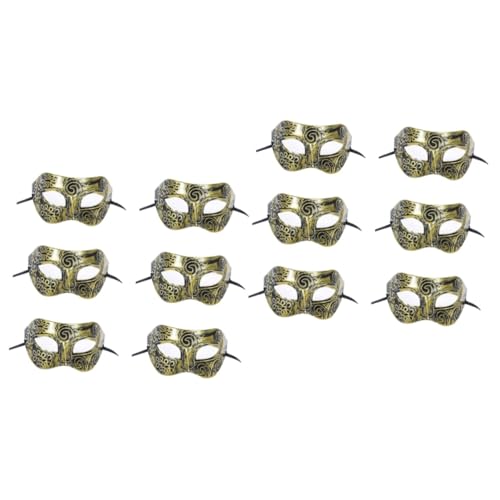 Healvian 12 Stück Teiliges Vintage Halloween Halbgesichts Masken Antik Gold Karneval Party Gesichtsbedeckung Verstellbar Unisex Venezianische Maske für Maskenball und Cosplay von Healvian
