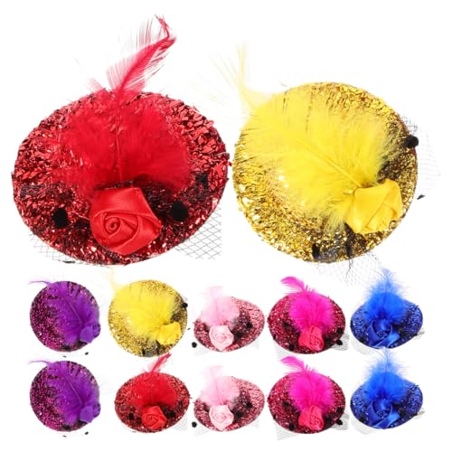 Healvian 12St Kinder Haarklammern Klein Partyhüte Haarspangen Mädchen Niedliche Kleine Blumen Feder Haarspangen Haarschmuck für Halloween Karneval Partys von Healvian