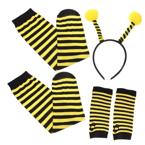 Healvian 1Satz Bienenkostüm Für Kostüm Zubehör Mit Bienen Stirnband Gestreiften Handschuhen Strümpfen Für Halloween Cosplay Themenpartys von Healvian