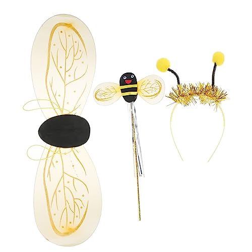 Healvian 1Satz Bienenkostüm Set Für Goldene Bienenflügel Zauberstab Stirnband Für Halloween Karneval Cosplay Geburtstagsfeiern Kleine Bienchen von Healvian