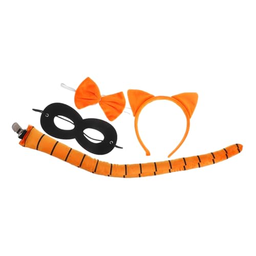 Healvian 1Satz Flauschiges Katzenkostüm für Teilig mit Katzenohren Haarreif und Augenmaske Cosplay Zubehör für Halloween Partys und Rollenspiele Fördert Kreativität von Healvian