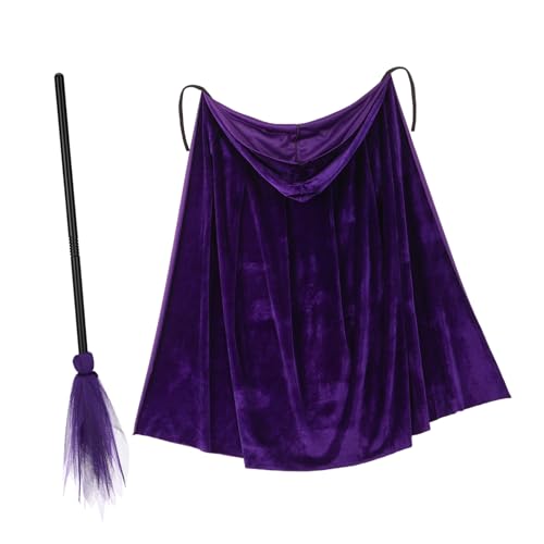 Healvian 1Satz Hexenbesen Samtumhang Für Halloween Party Dekoration Hexenkostüm Zubehör Für Cosplay Halloween Veranstaltungen von Healvian