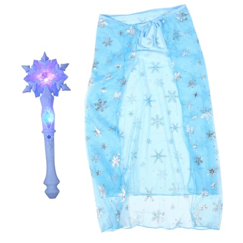 Healvian 1Satz Kostümset Für Teiliges Mit Leuchtendem Schneestab Umhang Für Cosplay Kinderpartys Magische Für Kleine Prinzessinnen von Healvian