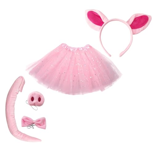 Healvian 1Satz Schweineohren Stirnband mit Tutu Rock Fliege Cosplay Kostüm Zubehör für Geburtstagsfeiern Bühnenaufführungen für Kleine Fans Healvian 1Satz Schweineohren Stirnband mit Tutu Rock Fliege Cosplay Kostüm Zubehör für Geburtstagsfeiern Bühnenaufführungen für Kleine Fans von Healvian