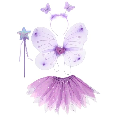 Healvian 1Satz Teiliges Kostüm Mit Flügeln Tüllrock Zauberstab Karneval Halloween Cosplay Als Fee von Healvian