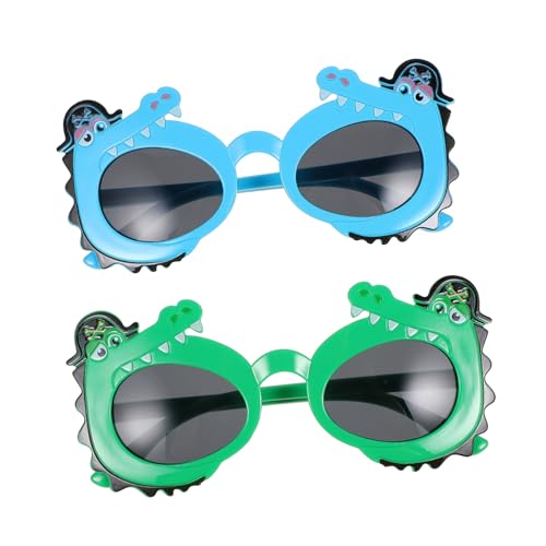 Healvian 2 Paare Sonnenbrillen Cartoon Krokodil Grün Blau Lustige Partybrille für Karneval Cosplay und Halloween mit Robustem Design und Einzigartiger Dekoration von Healvian