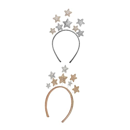 Healvian 2 STÜCK Teiliges Haarband mit Fünfzackigen Sternen Metallumrandet Gold und Silber Haarschmuck Accessoires für Weihnachten Karneval und Party Bequem und Fest Sitzend von Healvian