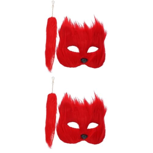 Healvian 2 Sätze Fuchs Maske und Set Flauschige Tiermaske für Halloween Karneval und Kostümpartys Teiliges Kostümzubehör Weichem Material Wiederverwendbar und von Healvian