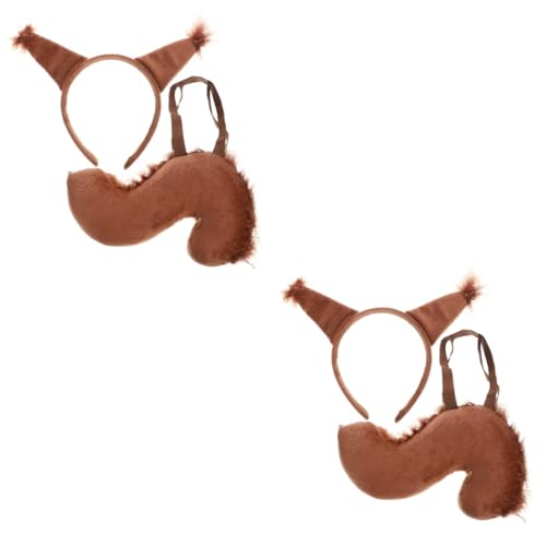 Healvian 2 Sätze Plüsch Eichhörnchen Kostüm Set Weiches Haarband mit Tierohren und Fake Leichtes Cosplay Zubehör für Party Bühne Karneval Vielseitig und zu Tragen Teilig von Healvian