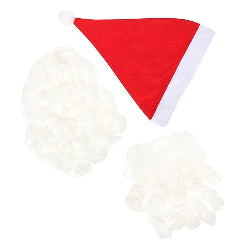 Healvian 2 Sätze Santa Claus Kostüm Requisiten Teilig mit Weißer Perücke und Langlebiges Hautfreundliches Cosplay Zubehör für Weihnachten Party und Festliche Verkleidung von Healvian