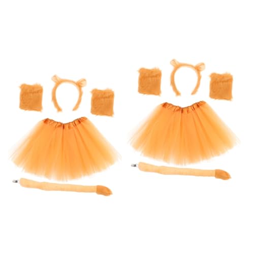 Healvian 2 Sätze Tierparty-Kostümzubehör halloween costume halloween kleidung Löwen-Cosplay-Kostüm Stirnband Löwenkostüm Mädchen -Stirnband und Schwanzstütze Plüsch von Healvian