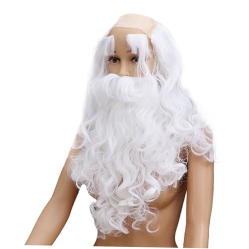 Healvian 2 Sätze Weihnachtsmann Perücken Teilig Weißer und Augenbrauen Cosplay Kostüm für Party Karneval Halloween Geeignet von Healvian
