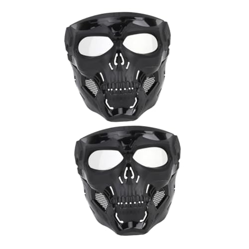 Healvian 2 Stck. Taktische Beängstigend Cosplay-schädel Schädelmaske Halbes Gesicht Masken-Cosplay Skelettmaske Maskenkostüm Erwachsene Kühle Masken Schwarz von Healvian