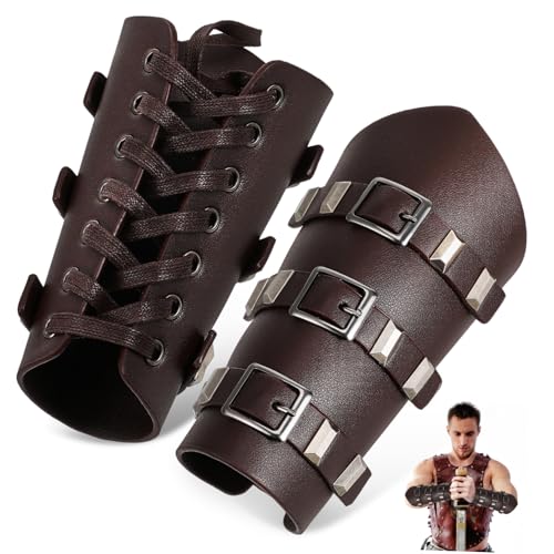 Healvian 2 Stück Armband Mittelalterliche Armbänder Mittelalter Armschutz Bogenschießen Armschiene Mittelalter Kostüm Armschutz Halloween Mittelalter Armschienen Schwarz von Healvian