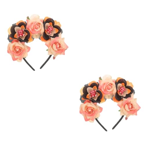Healvian 2 Stück Erwachsene Halloween Stirnband mit Rosenschädel Design Vielseitiges Kostüm Accessoire für Karneval und Partys Wiederverwendbares Haarschmuck für Halloween und Cosplay von Healvian