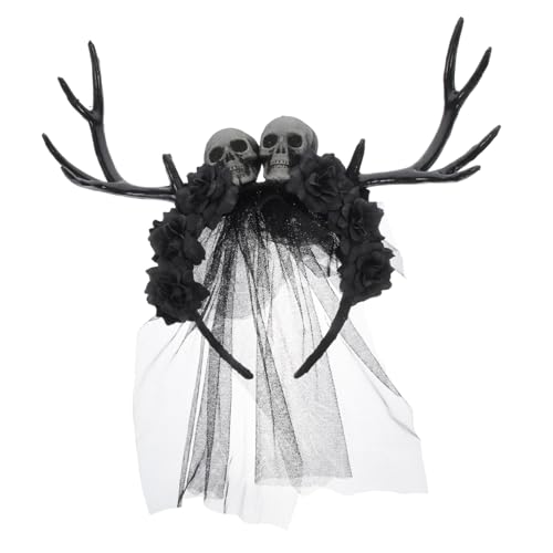 Healvian 2 Stück Gothic Horns Stirnband Antler Haarreif Halloween Cosplay Kopfschmuck Damen Schwarz Party von Healvian