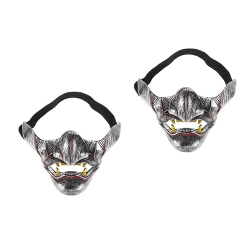 Healvian 2 Stück Halbgesicht Maske Japanische Samurai Maske für Halloween Cosplay und Kostümpartys Robuste und Langlebige mit Feiner Verarbeitung und Authentischem Aussehen von Healvian