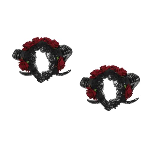 Healvian 2 Stück Halloween Cosplay Stirnband mit Schäferhorn und Rosen Leichtes Komfortables Haarschmuck für Party Kostengünstiges Halloween Accessoire Passend für Damen und Healvian 2 Stück Halloween Cosplay Stirnband mit Schäferhorn und Rosen Leichtes Komfortables Haarschmuck für Party Kostengünstiges Halloween Accessoire Passend für Damen und von Healvian