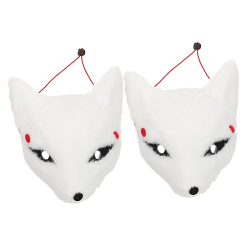 Healvian 2 Stück Halloween Fuchs Halbgesichtsmaske Plüsch Tiermaske Leichte Tragbare und Bequeme Maskerade Accessoire für Kostümpartys und Cosplay von Healvian