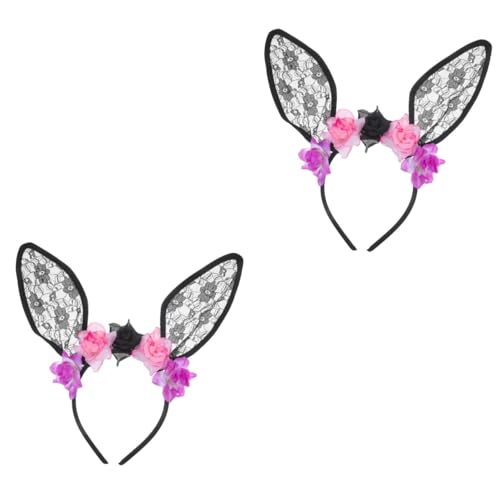Healvian 2 Stück Halloween Haarband mit Blumen und Hasenohren Elegantes Accessoire für Damen für Kostüme und Partys Vielseitig Einsetzbar für Halloween und Healvian 2 Stück Halloween Haarband mit Blumen und Hasenohren Elegantes Accessoire für Damen für Kostüme und Partys Vielseitig Einsetzbar für Halloween und von Healvian