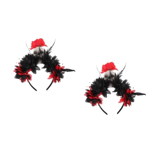 Healvian 2 Stück Halloween Haarreif mit Realistischer Blumen Schädel Kombination Gruseliges Stirnband für Frauen Geeignet für Tag Toten Party und Cosplay Accessoire Haarschonend und Healvian 2 Stück Halloween Haarreif mit Realistischer Blumen Schädel Kombination Gruseliges Stirnband für Frauen Geeignet für Tag Toten Party und Cosplay Accessoire Haarschonend und von Healvian