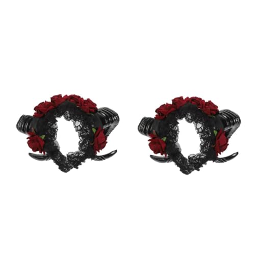 Healvian 2 Stück Halloween Haarreif mit Rosenschafhörnern Leichtes Stirnband für Damen Komfortabel und Hautfreundlich für Halloween Kostüm Party und Cosplay Langlebiges Accessoire für Healvian 2 Stück Halloween Haarreif mit Rosenschafhörnern Leichtes Stirnband für Damen Komfortabel und Hautfreundlich für Halloween Kostüm Party und Cosplay Langlebiges Accessoire für von Healvian