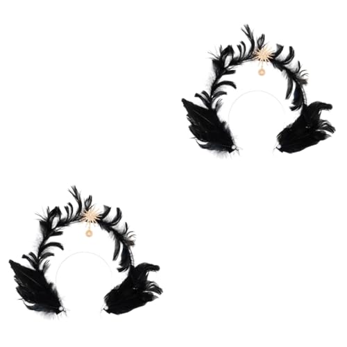 Healvian 2 Stück Halloween Haarschmuck Damen Schwarzes Plume Stirnband für Vintage Kopfschmuck für Karneval und Fotografie Einzigartiges Halloween Accessoire mit Healvian 2 Stück Halloween Haarschmuck Damen Schwarzes Plume Stirnband für Vintage Kopfschmuck für Karneval und Fotografie Einzigartiges Halloween Accessoire mit von Healvian