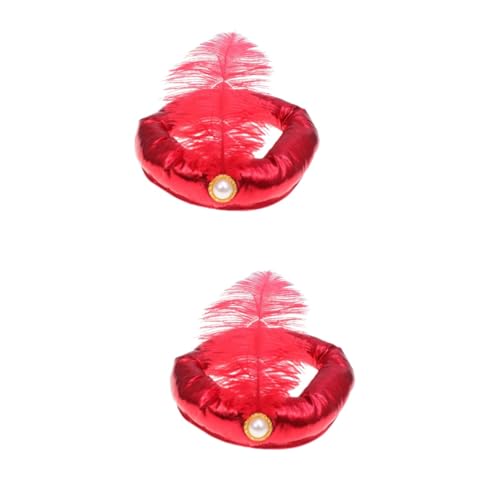 Healvian 2 Stück Halloween Kings Hut Rotes Arabisches Kopfschmuck Kostüm Prinzenhut für Jungen Cosplay Party Zubehör Strapazierfähiges Material Elegantes Design für Fasching und von Healvian