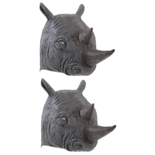 Healvian 2 Stück Halloween Rhino Tierkopf Maske Cosplay Kopfbedeckung Leicht Umweltfreundlich Für Party Fotografie Lustig Gruselig Performance Zubehör von Healvian