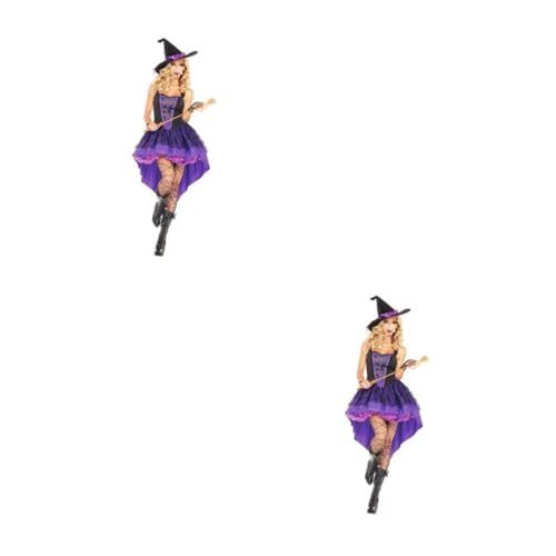 Healvian 2 Stück Hexenkostüm Halloween Plus Kleidung Violett Healvian 2 Stück Hexenkostüm Halloween Plus Kleidung Violett von Healvian