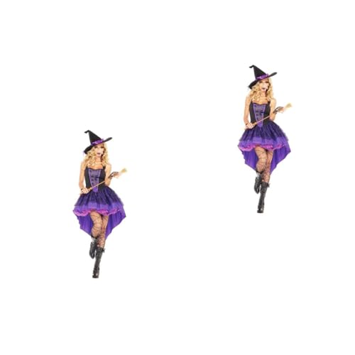 Healvian 2 Stück Hexenkostüm Hexen Kostüme Halloween-Kostüme für Frauen -Robe, Kostüm Halloweenkostüm Kostümfrauen kleidung Violett Healvian 2 Stück Hexenkostüm Hexen Kostüme Halloween-Kostüme für Frauen -Robe, Kostüm Halloweenkostüm Kostümfrauen kleidung Violett von Healvian