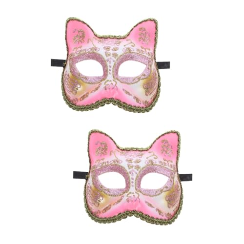 Healvian 2 Stück Katzenmaske für Halbmaske für Halloween Kostümparty und Cosplay mit Katzenkopf Design für Karneval und Maskenball von Healvian