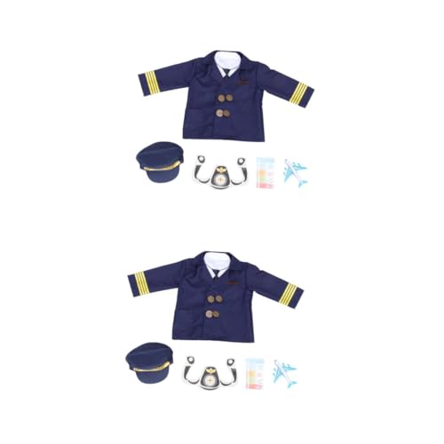 Healvian 2 Stück Kinderpilotenuniform Kinderkommode Piloten-Outfits Cosplay-Pilotenkleidung Pilotenanzug Stoff Healvian 2 Stück Kinderpilotenuniform Kinderkommode Piloten-Outfits Cosplay-Pilotenkleidung Pilotenanzug Stoff von Healvian