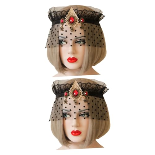 Healvian 2 Stück Kronenschleier Maske Halloween -kostüm Cosplay-stirnband Halloween-spitzen-stirnband von Healvian