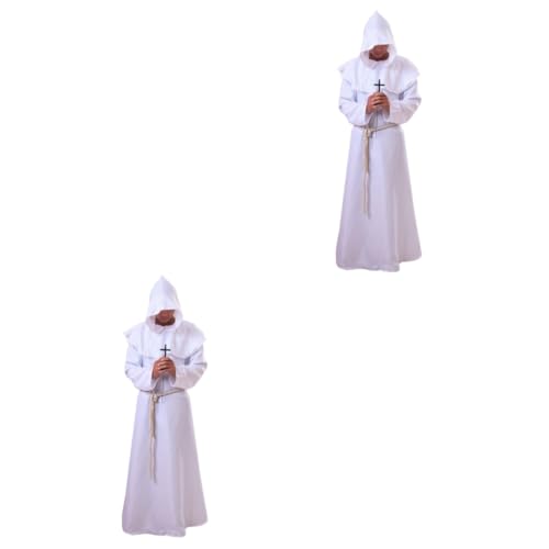 Healvian 2 Stück Mittelalterliche Mönchsrobe mit Kapuze Weiß Halloween Umhang Cosplay Priesterrobe Verkleidung für Kostümfeiern Bühne und Theater Healvian 2 Stück Mittelalterliche Mönchsrobe mit Kapuze Weiß Halloween Umhang Cosplay Priesterrobe Verkleidung für Kostümfeiern Bühne und Theater von Healvian