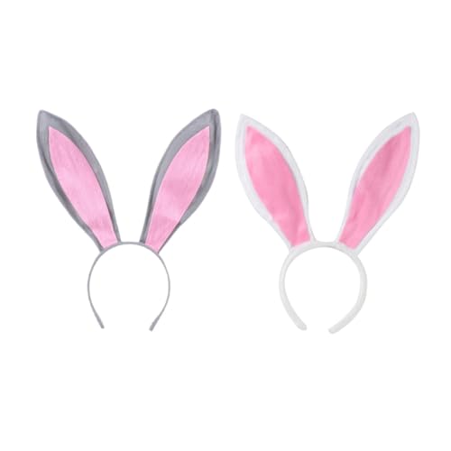 Healvian 2 Stück Plüsch Hasenohren Haarband Kuscheliges Bunny Ohr Stirnband für Mädchen Damen Karneval Cosplay Kostüm Zubehör Niedliches Dekoratives Accessoire von Healvian