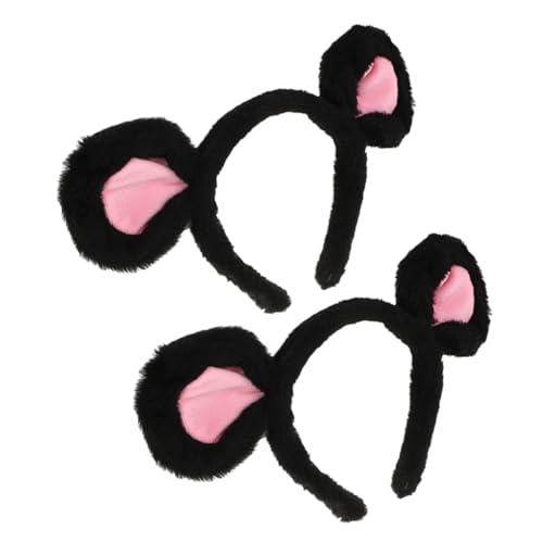 Healvian 2 Stück Plüsch Mausohren Stirnband Cartoon Kostüm Haarreif für Damen und Mädchen Weiches Kopfbedeckung für Halloween Cosplay und Party Accessoires von Healvian