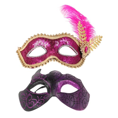 Healvian 2 Stück Retro Roman Maskerademaske für Karneval-DIY- Karnevalsmaske für Damen Maskerade Mädchen Cosplay- für Party Plastik Violett Healvian 2 Stück Retro Roman Maskerademaske für Karneval-DIY- Karnevalsmaske für Damen Maskerade Mädchen Cosplay- für Party Plastik Violett von Healvian