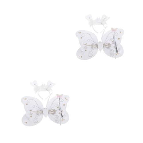 Healvian 2 Stück Schmetterlingsflügel eingestellt Zauberstab Stirnband Cosplay für Mädchen Fee kostüm Kinderflügel Weiß Healvian 2 Stück Schmetterlingsflügel eingestellt Zauberstab Stirnband Cosplay für Mädchen Fee kostüm Kinderflügel Weiß von Healvian