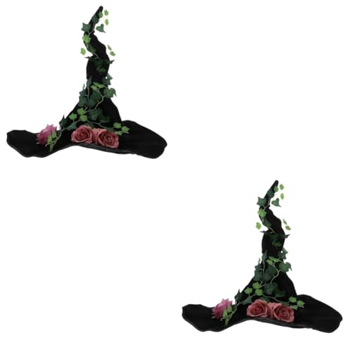 Healvian 2 Stück Schwarzer Hexenhut mit Rosen und Ranken Design Damen Halloween Kostüm Vielseitiger Hexenhut für Cosplay Bühnenaufführungen und Halloween Events Healvian 2 Stück Schwarzer Hexenhut mit Rosen und Ranken Design Damen Halloween Kostüm Vielseitiger Hexenhut für Cosplay Bühnenaufführungen und Halloween Events von Healvian