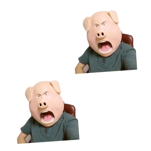 Healvian 2 Stück Schweinekopfmaske Kostüm Halloween gruseliges Schwein von Healvian