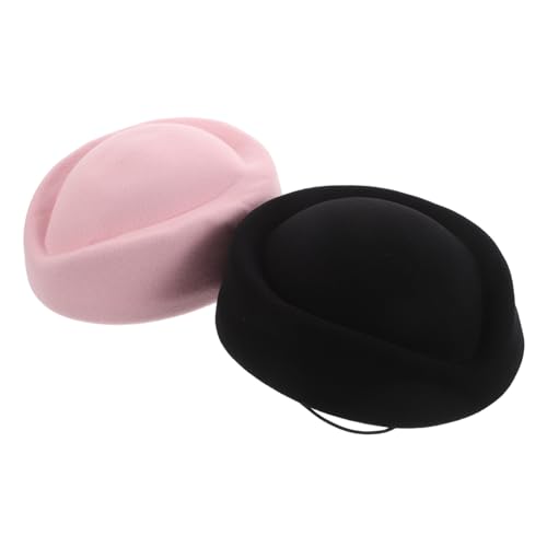Healvian 2 Stück Teiliges Damen Stewardess Air Hostess Beret Schwarz Langlebige Bequeme Flugbegleiterin Mützen für Themenpartys Cosplay Bühnenauftritte von Healvian