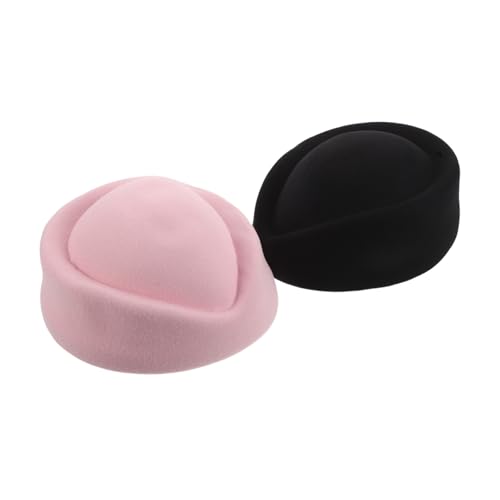 Healvian 2 Stück Teiliges Damen Stewardess Mützenset Retro Air Hostess Beret für Cosplay Themenpartys und Bühnenauftritte Stilvolle Airline Uniform Hüte Schwarz von Healvian