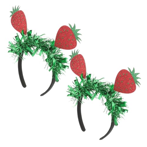 Healvian 2 Stück Teiliges Erdbeer Party Stirnband aus Filz Dekorativer Federnder Haarreif Rutschfestes Haarschmuck für Mädchen und Erwachsene Geeignet für Geburtstage Halloween Karneval und von Healvian