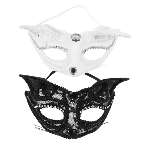 Healvian 2 Stück Teiliges Fox Halbgesichtsmaske Elastisch Halloween Kostüm Party Cosplay Tiermaske Schwarz Weiß Wiederverwendbar für Festliche Anlässe von Healvian